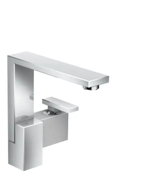 Einhebel-Waschtischmischer von AXOR in Chrom-Finish. Mit quadratischer Form und integrierter Push-Open Ablaufgarnitur.